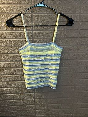 Striped Yellow & Blue Scallop Tank Top - Women